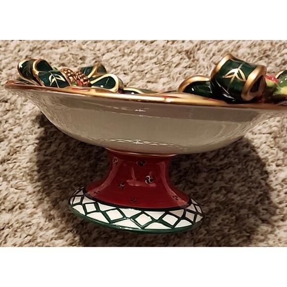JCPenney Home Holiday/Christmas Ceramic Ribbon Bowl - Red (8") - Picture 4 of 4